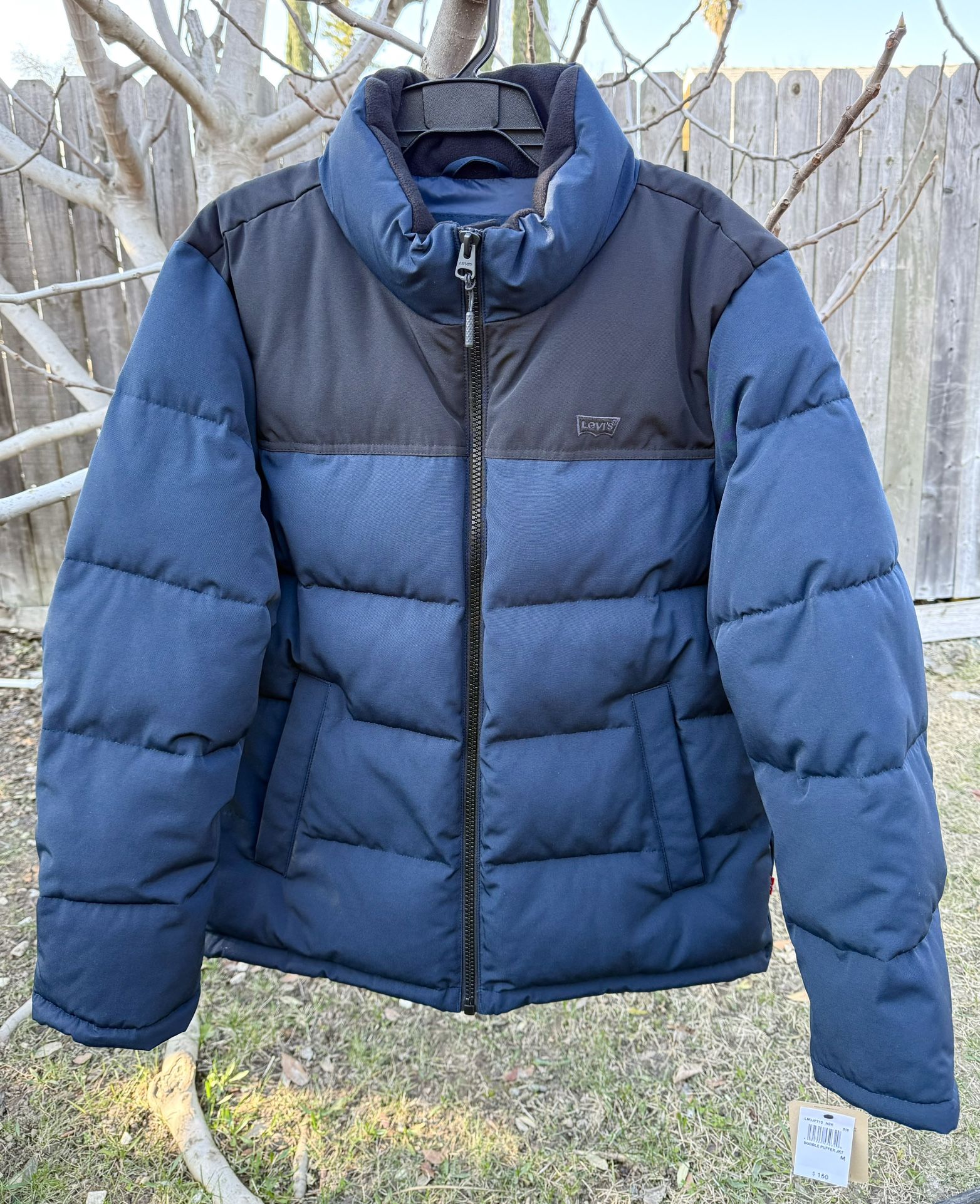 NEW - Levi's Jacket Blue/Black Arctic Cloth Bubble Puffer Full Zip Men's Small