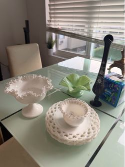 Milk and Jade glass Fenton
