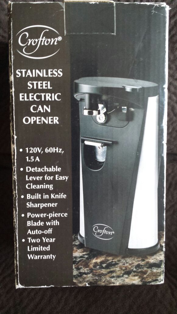 New In Box Crofton Stainless Steel Electric Can Opener