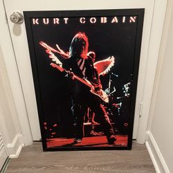 Kurt Cobain Frame Poster 38 x 26. Corners Scuffed. 