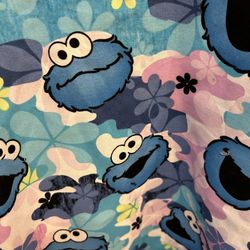 3XL Plus Size Licensed Cookie Monster Scrub Top