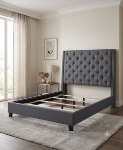Gray king size bed frame
