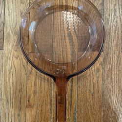 Corning Ware Visions Amber Waffle Bottom Fry Pan Skillet Glass 10” Vintage Retro
