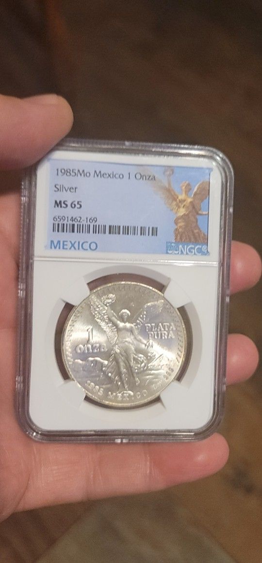 1 OZ Libertad 1985 Silver Coin, MS65