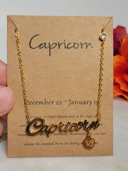 12 Constellation Zodiac Old English Letter Sign Pendant Necklace, Capricorn