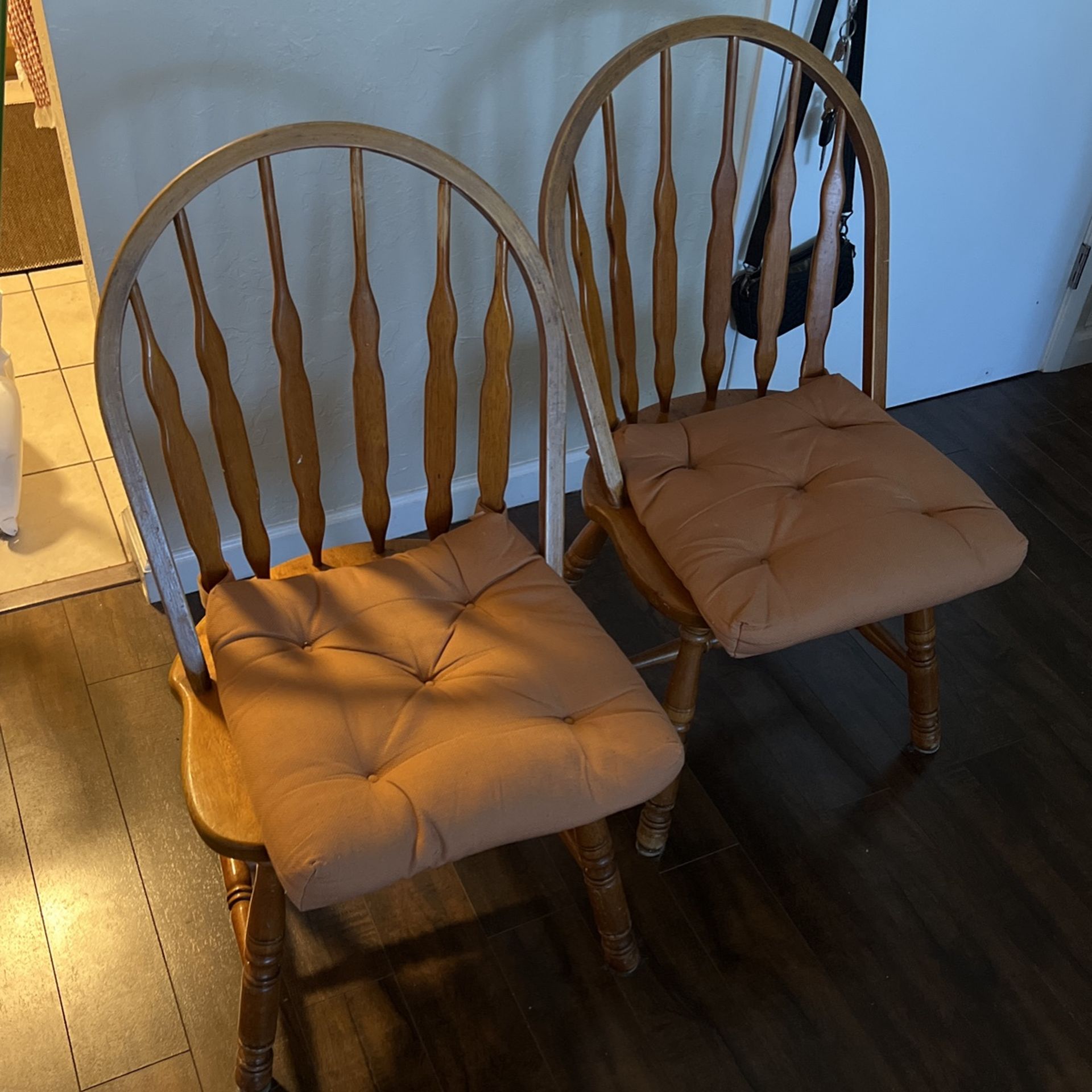 Wooden Chairs Pair 