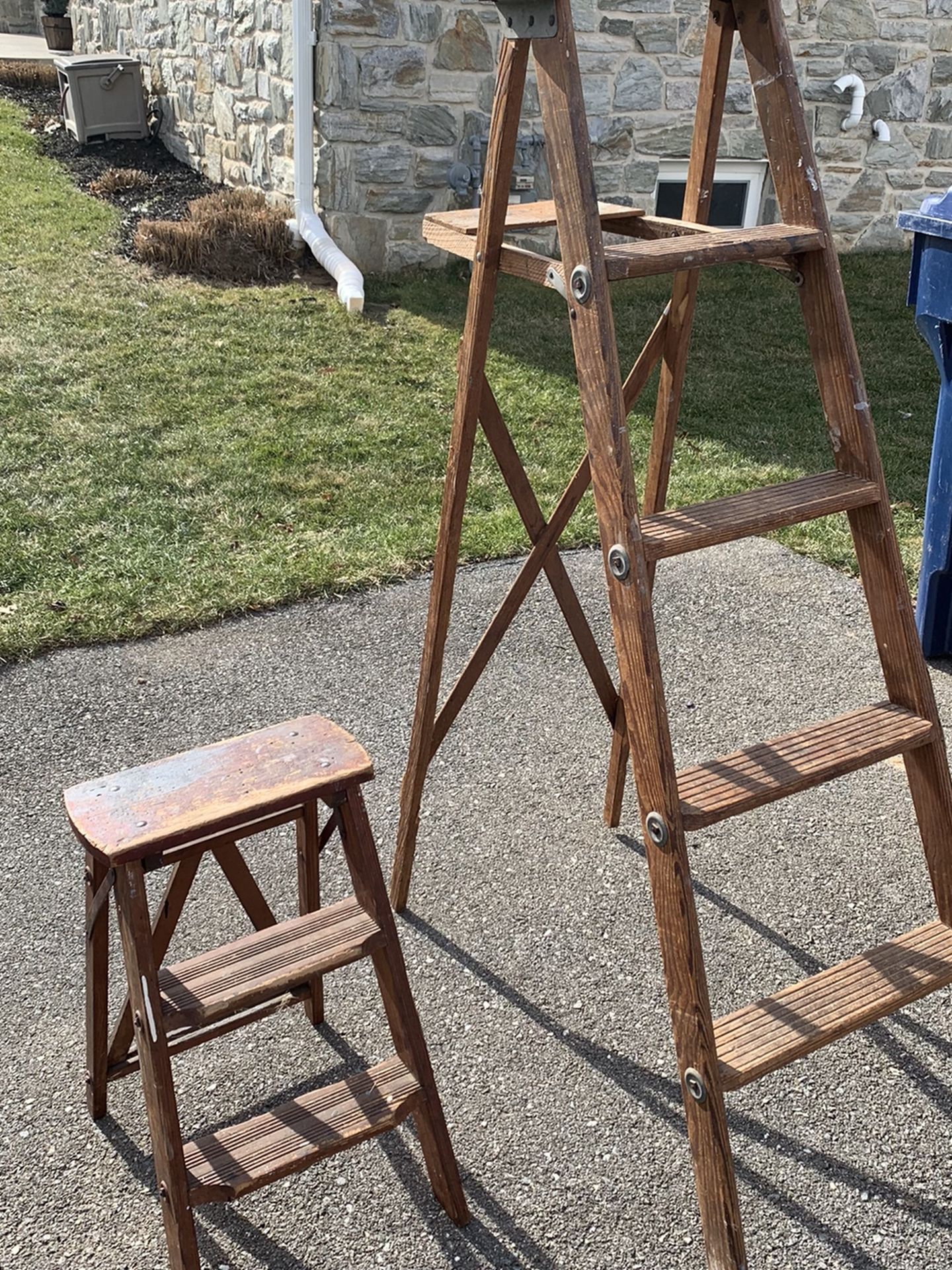 5’ & 2’ Vintage Wood Step Ladders