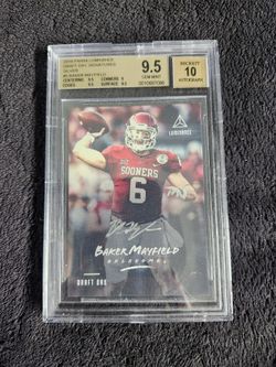 2018 Panini Luminance Draft Day Signatures Silver Baker Mayfield Beckett Graded Gem MINT 9.5 Auto 10