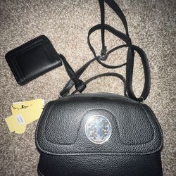 Black crossbody bag with matching wallet
