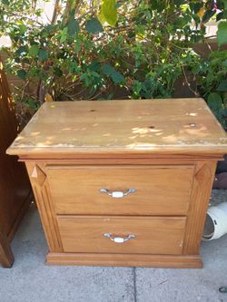 Two Wood 2-Drawer Nightstand Bedside Table