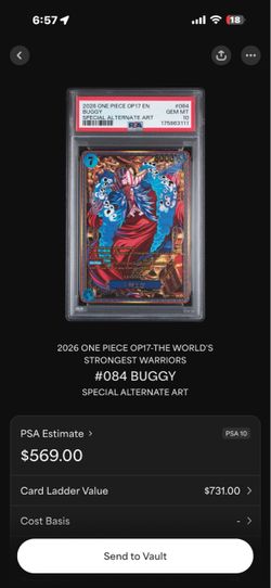 One Piece Buggy #084 Special Alternate Art Card
