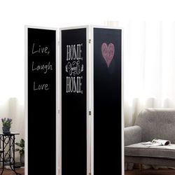 3-Panel Folding Room Divider with Erasable Chalkboard Panels