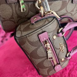 Pink Coach Mini Rowan Purse Charm