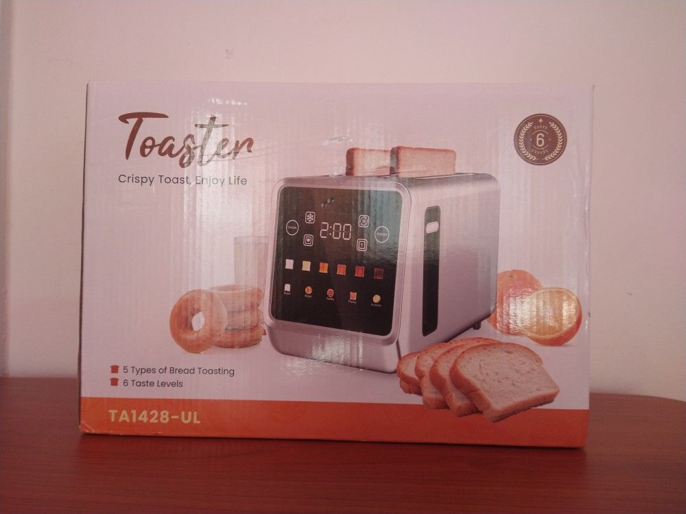 Touch Screen Toaster 2 Slice, Bagel Toaster with LCD Display, Stainless Steel Smart Digital Toasters with Single Slot Toasting,Memory Function