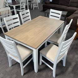 New White Dining Kitchen Table Set 