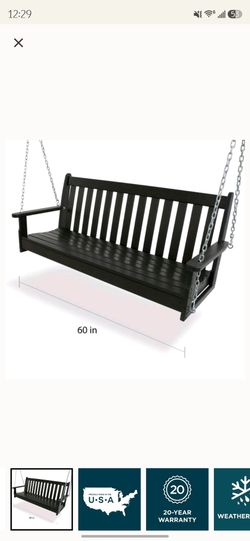 Polywood Vineyard Porch Swing BLACK