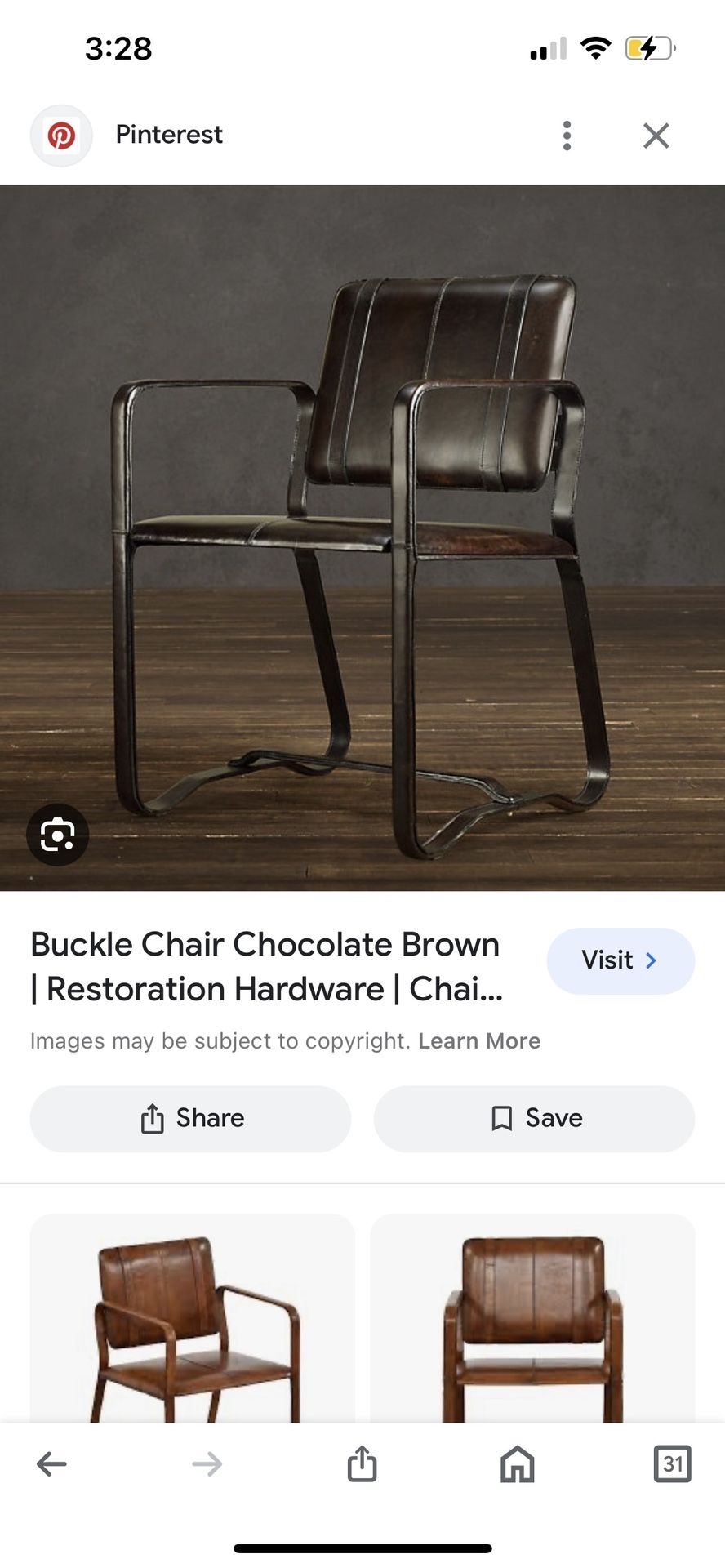 RH Restoration Hardware Leather Buckle Desk Chair - Espresso