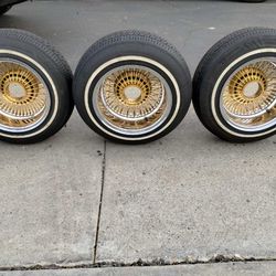 Wire Wheels 13x7 Gold Zenith and tires $1300 set of four