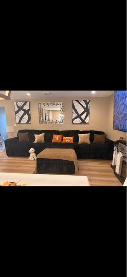 Sectional sofa luxurious black like mink