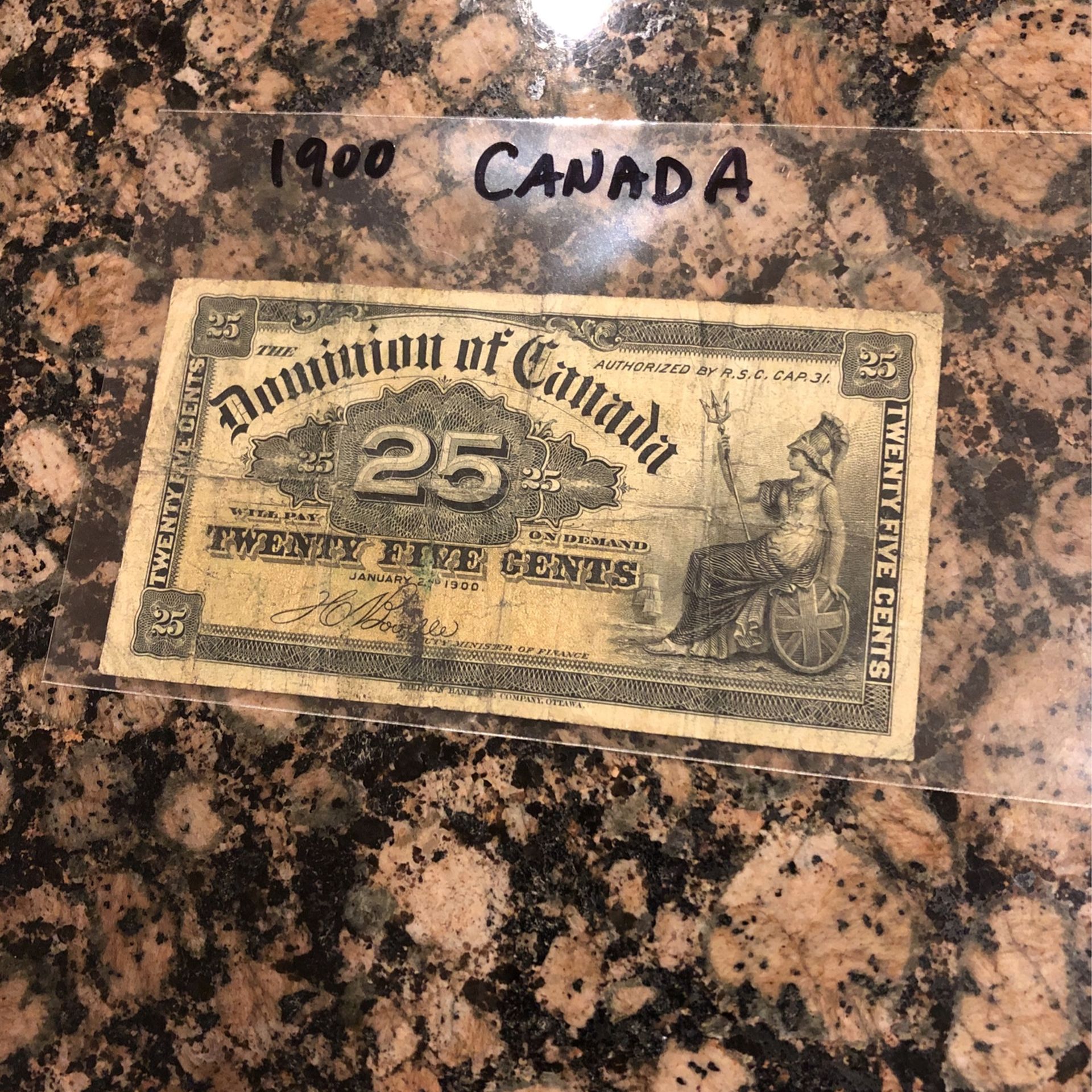Vintage 1900 Canadian 25 Cents