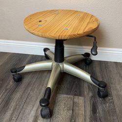 Adjustable Rolling Work Stool with Solid Wood Seat - Swivel & Height Adjustable -$45 OBO