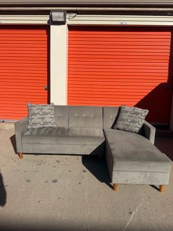 FREE DELIVERY - Fun Little Sectional Sofa Couch/Futon + Storage Chaise!