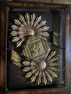 MCM Brutalist Metal Sculpture Wall Art Sunburst Starburst