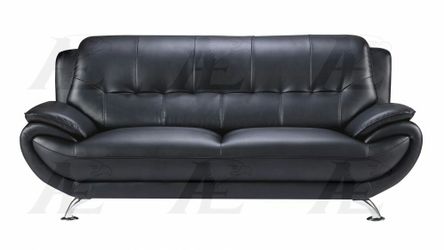 Brand new 89" black bonded leather modern sofa only