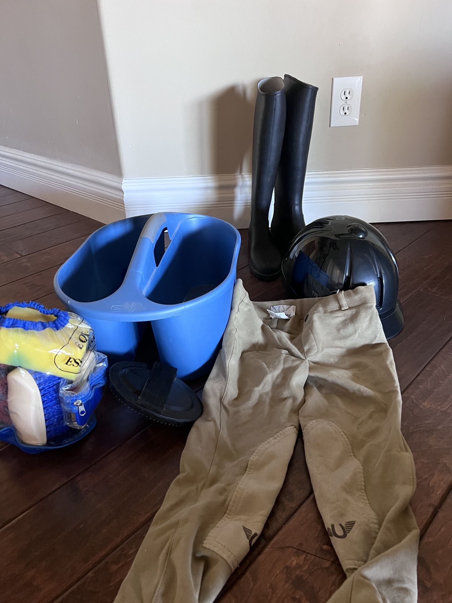Horse riding Helmet, Pants, Boots And Grooming kit