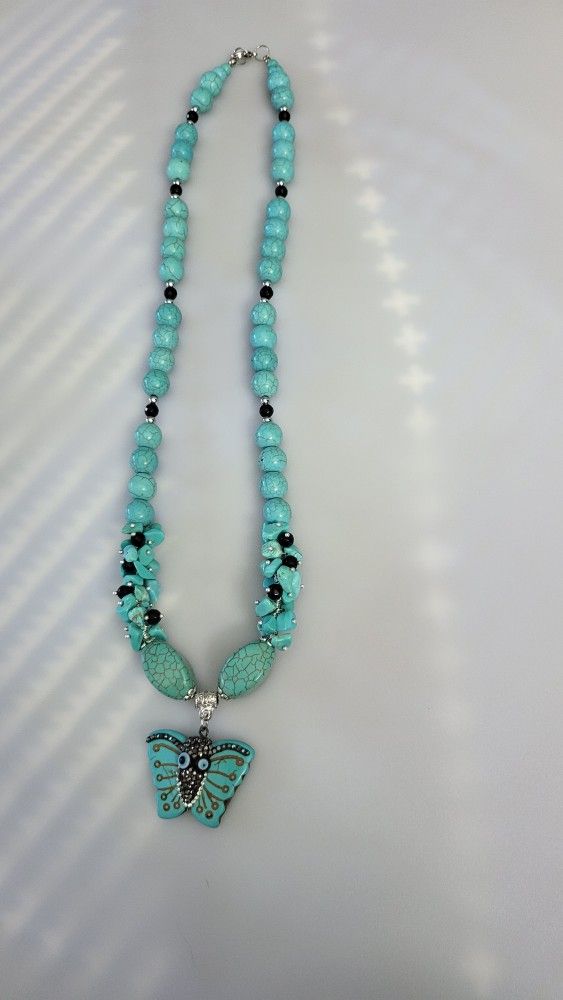 Stunning Butterfly turquoise necklace 