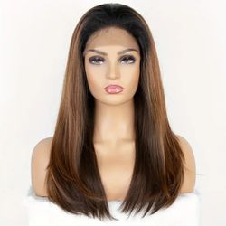 Straight Lace Front Ginger Brown Ombre Wig