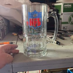 Vintage Football NFL Slim Jim Glass Beer Mug Stein 7" x 4" 32 Ounce
