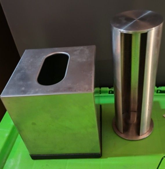 Stainless Steel Tissue Box Cover and Cotton Pads Holder w/lid