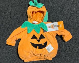 New hooded plush pullover pumpkin costume - fits infants 0/3 and 3/6 month