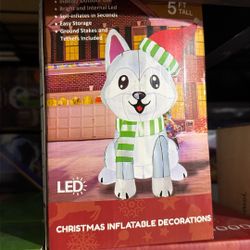 5ft Tall Dog Christmas Inflatable 