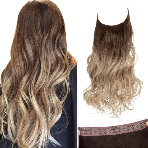 Ombre Blonde Halo Extension 18 22 Inches long display picture 3