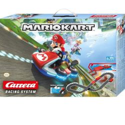 Carrera GO 63503 Official Licensed Mario Kart Battery Operated 1:43 Scale Slot Car Racing Toy Track Set with Jump Ramp Featuring Mario and Luigi for K