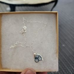 Silver Happy Face Heart Pendent On .925 Rope Chain