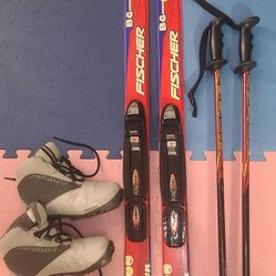 Fischer Cross-country Jr Skis With Boots And Poles