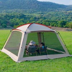 12x12 Ft Screen House Tent - Instant Pop Up Mesh Canopy Shelter with Waterproof & Sunshade Roof, Easy Setup for Camping, Backyard, Beach, Picnic, Red 