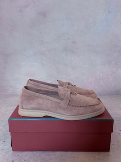 Loro Piana Summer Charms Walk Suede Loafers Shoes Sandstone US8 EU38 Italian Lux
