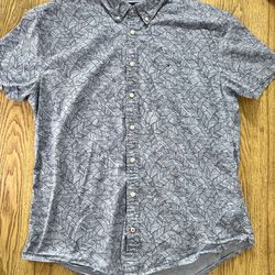 Tommy Hilfiger Men's Blue Leaf Print Short Sleeve Button Down Shirt Size XXL