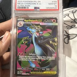 2025 POKEMON PFL EN-PHANTASMAL FLAMES #109 MEGA CHARIZARD X EX ULTRA RARE PSA 10