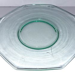 Vintage Green Lancaster Glass Platter with 2 Handles 