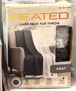 Berkshire Heated Luxe Faux Fur Throw – Gray