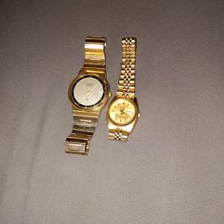 Female Watch Seiko Quartz Timberline And Men's Cittzen Quartz Watch. Both Gold