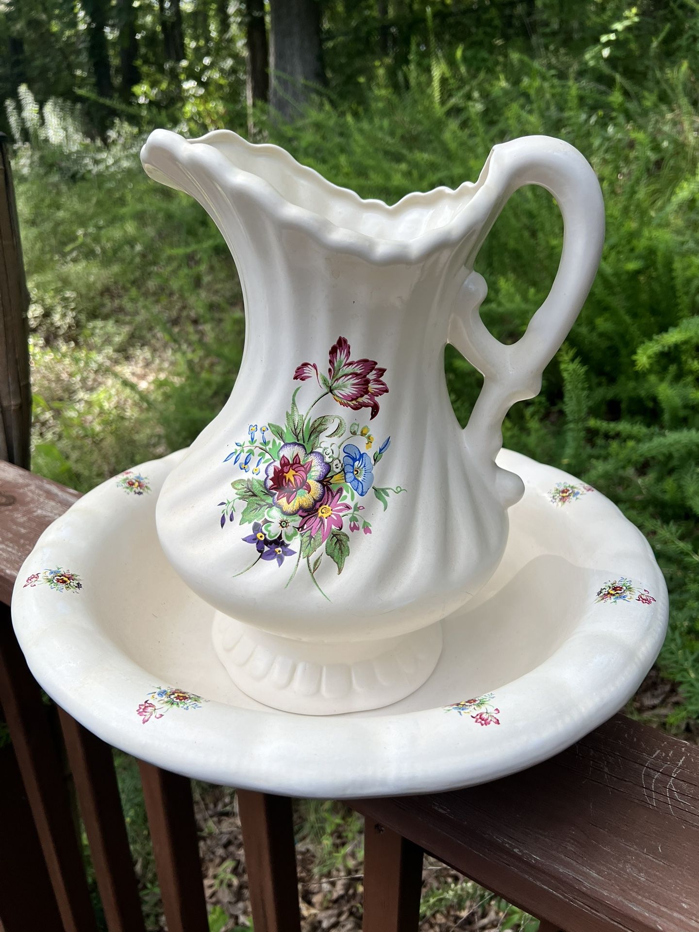 Large antique basin And Pitcher
