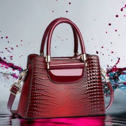 Trendy Faux Leather Handbag, Women's Crocodile Embossed Crossbody Bag Stylish Purse With Removable Strap