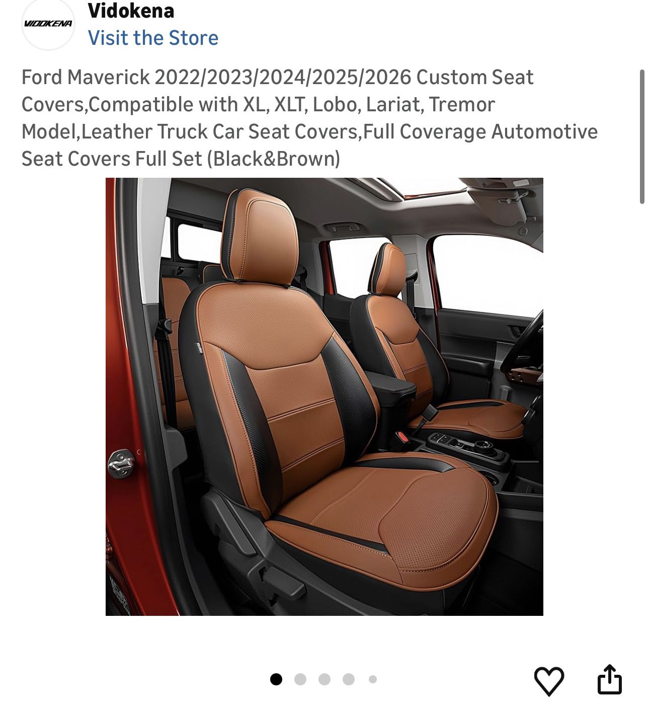 Ford Maverick 2022/2023/2024/2025/2026 Custom Seat Covers,Compatible with XL, XLT, Lobo, Lariat, Tremor Model,Leather Truck Car Seat Covers,Full Cover