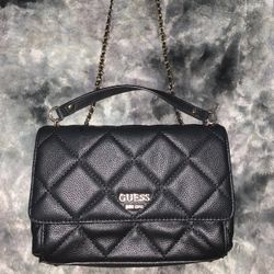 Guess Black Purse With Gold Chain 